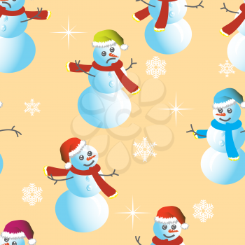 Royalty Free Clipart Image of a Bunch of Snowmen