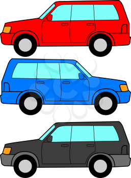 Royalty Free Clipart Image of Three Cars