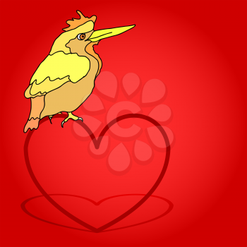 Royalty Free Clipart Image of a Bird on a Heart