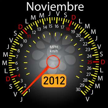 Royalty Free Clipart Image of a Speedometer Calendar