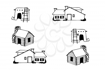 Royalty Free Clipart Image of Different Kinds of Buildings