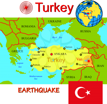 Royalty Free Clipart Image of a Map of Turkey