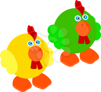 Royalty Free Clipart Image of Two Roosters