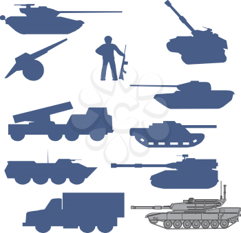 Royalty Free Clipart Image of Military Vehicles