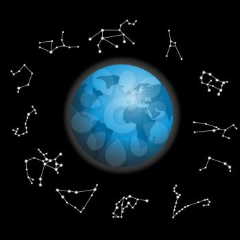 Royalty Free Clipart Image of Constellations Around the Globe