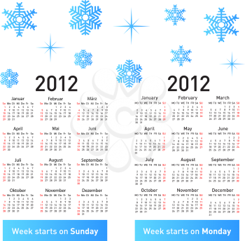 Royalty Free Clipart Image of a Snowflakes Calendar