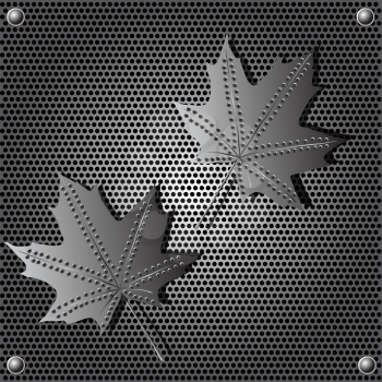 Royalty Free Clipart Image of Metal Maple Leaves