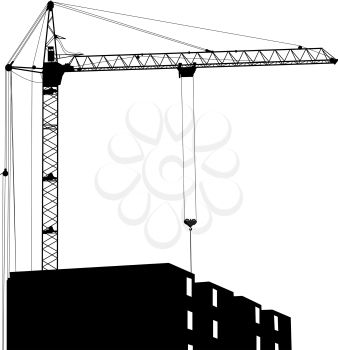 Royalty Free Clipart Image of a Crane on a Building