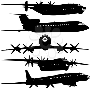Royalty Free Clipart Image of a Bunch of Airplanes
