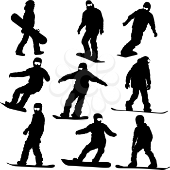 Royalty Free Clipart Image of Snowboarders