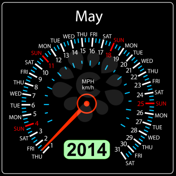 Royalty Free Clipart Image of a Speedometer May Calendar
