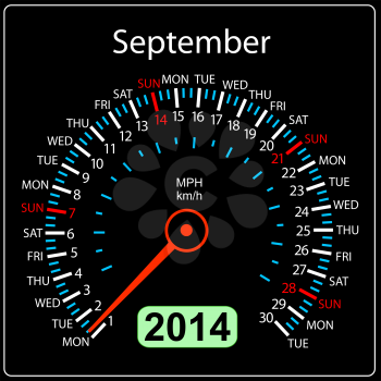 Royalty Free Clipart Image of a Speedometer September Calendar