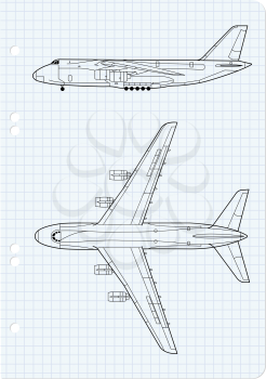 Royalty Free Clipart Image of a Drawing of Airplanes