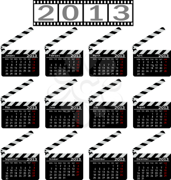 Royalty Free Clipart Image of Movie Clapperboard Calendars