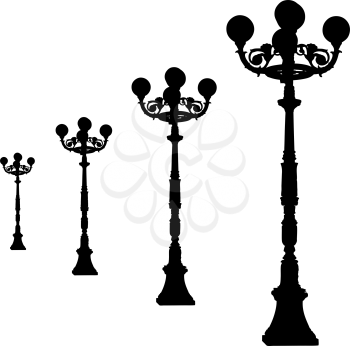 Royalty Free Clipart Image of Streetlamps
