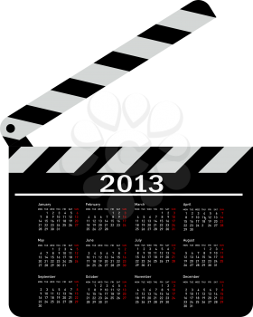 Royalty Free Clipart Image of a Movie Clapperboard Calendar