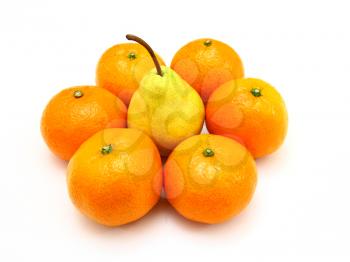 Group a tangerine lie it is isolated on a white background