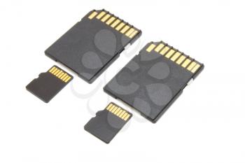 Secure Digital memory cards on white background