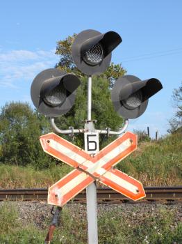 Signal lamp beside the railway