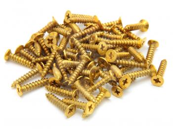 A handful of steel screw. Metallic abstract