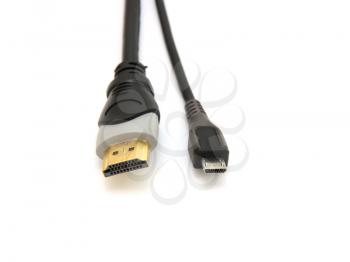 large and small hdmi cable  on white background