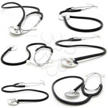 collection stethoscope on a white background