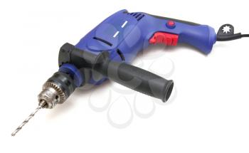 the electric drill on white background with clipping path