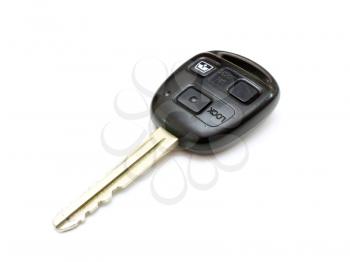 The key from the car with buttons lies is isolated on a white background