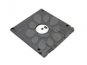 Old a diskette of black color on a white background
