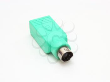 Adapter for a computer mouse of green color on a white background