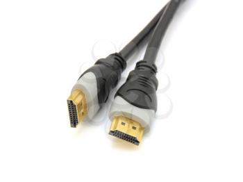 Professional Golden HDMI cable on white background