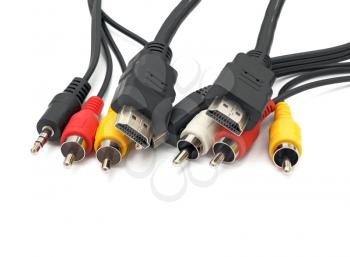 Many various cables of audio and video