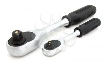 Socket spanner with a black hand on a white background