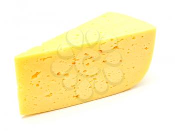 A piece of Swiss cheese isolated on white yellow delicatessen