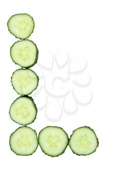 Vegetable Alphabet of chopped cucumber  - letter L
