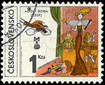 CZECHOSLOVAKIA - CIRCA 1981: The stamp printed in Czechoslovakia shows Illustration lady, circa 1981