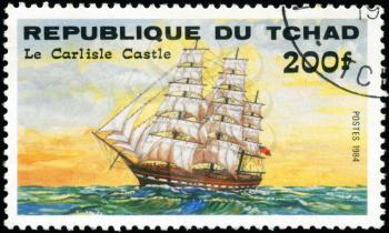 REPUBLIC OF CHAD - CIRCA 1984: A stamp printed in Republic of Chad shows the ship Le Carlisle Castle, series is devoted to sailing vessels, circa 1984