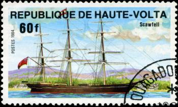 REPUBLIC OF UPPER VOLTA- CIRCA 1984: A stamp printed in Republic of Upper Volta shows the ship Scawfell, series is devoted to sailing vessels, circa 1984
