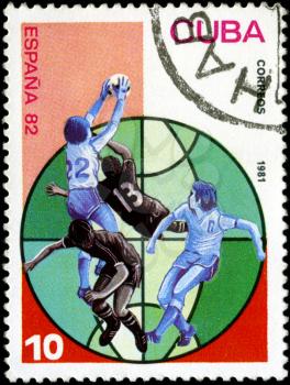 CUBA - CIRCA 1981: A stamp printed in the CUBA, image is devoted World championship on football, Spain 82, circa 1981