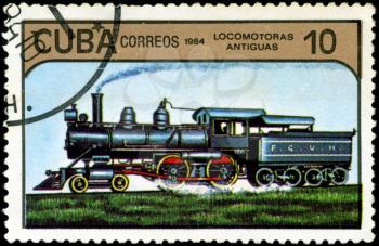 CUBA - CIRCA 1984: A set of postage stamps printed in CUBA shows trains and locomotives, series, circa 1984