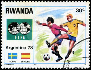 RWANDA - CIRCA 1978: stamp printed by Rwanda, shows football, circa 1978
