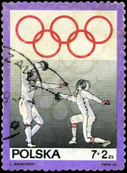 POLAND - CIRCA 1969: stamp printed by Poland, shows fencing, circa 1969