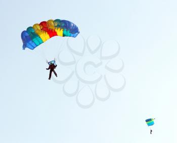 Parachutist Jumper in the helmet after the jump