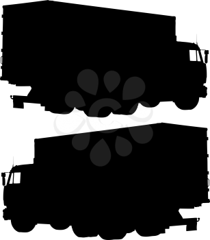 Truck with a container. Silhouette. Vector illustration. 