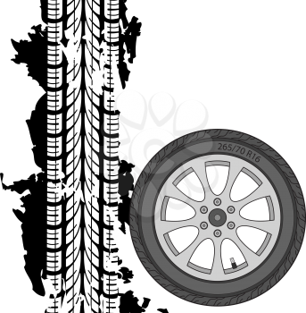 Abstract background tire prints, vector illustration