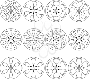 Car  alloy wheels, vector illustration