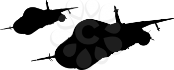 Collection of different combat aircraft silhouettes.  vector illustration for designers
