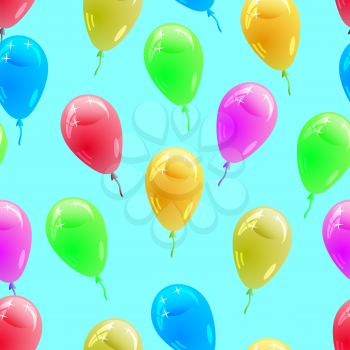 Background with glossy multicolored balloons. . Seamless wallpaper. Vector illustration.