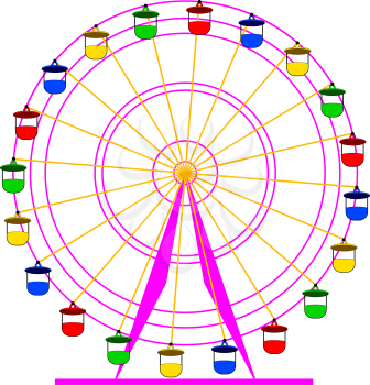 Silhouette atraktsion colorful ferris wheel. Vector  illustration.