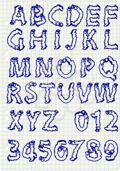 Hand drawing alphabet vector illustration set in black ink